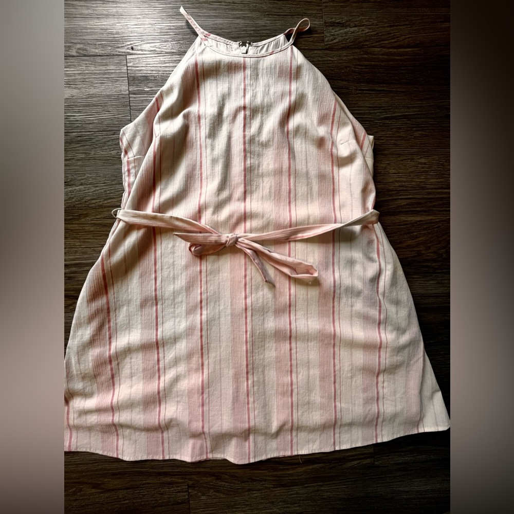New York and Company, white pink and red striped sleeveless dress. size XL.